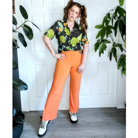 frank LYMAN VINTAGE NEON ORANGE PANT LEGGING - Picture 2 of 9